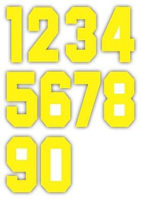 Nažehľovací čísla na dresy sada - žltá výška 15 cm